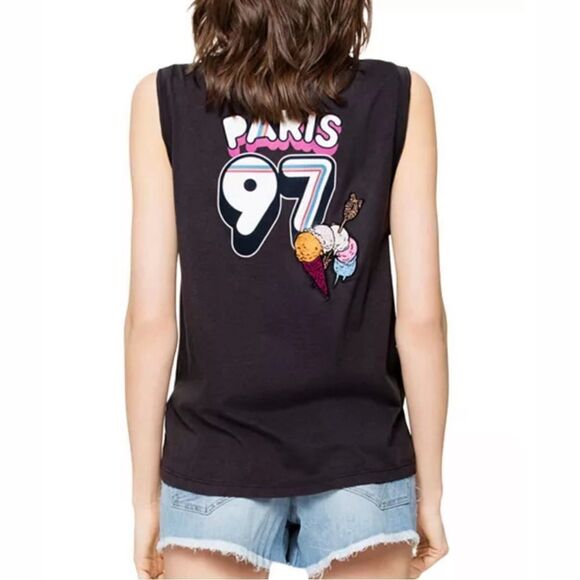 Zadig & Voltaire Rare Grey Colorful Studded Moly Graphic Muscle Tank - Picture 2 of 13